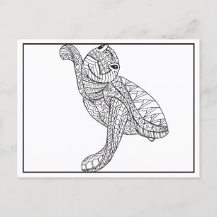 Carte Postale Dessin de la petite tortue de mer