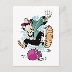 Carte Postale dessin de la planche à roulettes