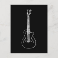Dessin de ligne de guitare semi-acoustique monochr