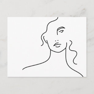 Carte Postale Dessin de ligne faciale minimaliste