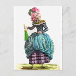 Carte Postale Dessin de mode français Régence violet et bleu