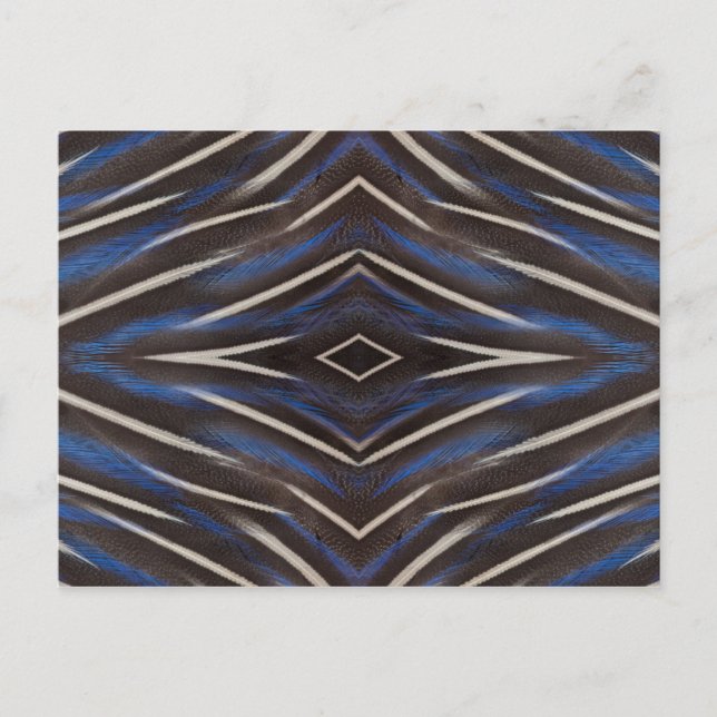 Carte Postale dessin de plume de pintade guinéenne en diamant (Devant)