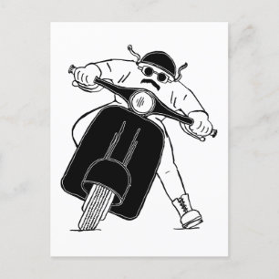 Carte Postale Dessin de Scooter Roller Born to be Wild Scooter