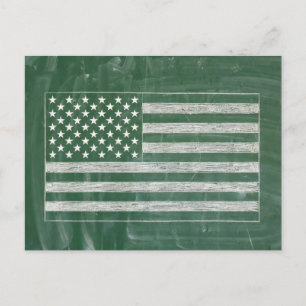Carte Postale Dessin de tableau noir du drapeau américain (dessi