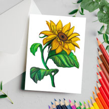 Dessin de tournesol jaune au crayon de couleur