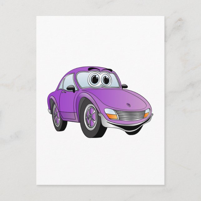 Carte Postale Dessin de voiture sport violet (Devant)