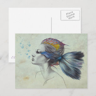 Carte Postale Dessin d'Imaginaire d'art surréaliste de la femme 