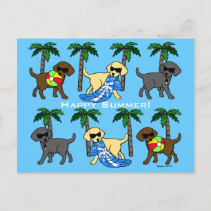 Carte Postale Dessin du cool Labradors Beach Party