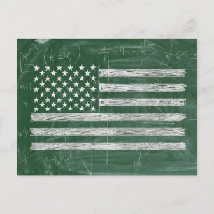 Carte Postale Dessin du drapeau américain sur tableau noir (dess
