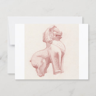 Carte Postale Dessin du lion gardien de pierre