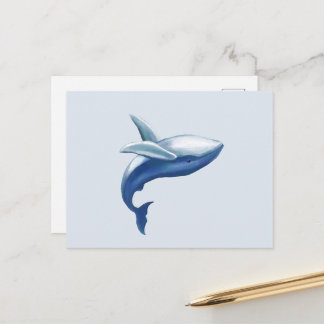 Carte Postale Dessin d'une baleine à bosse mignonne sautant hors