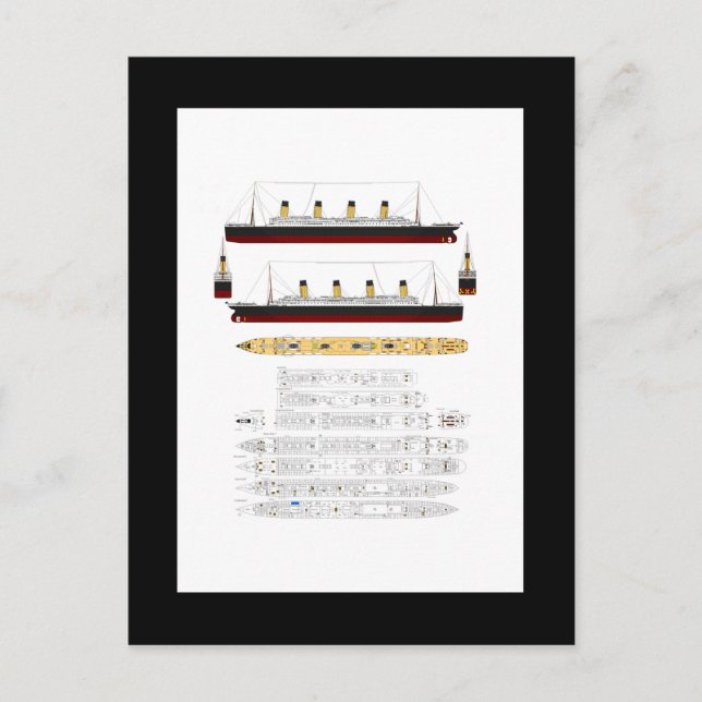 Carte Postale Dessin et diagramme en Titanic RMS (Devant)