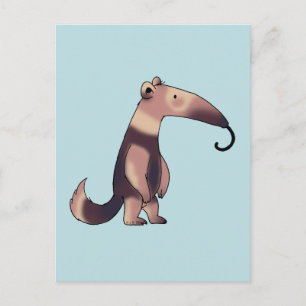 Carte Postale Dessin fantaisiste de fourmilier en caricature