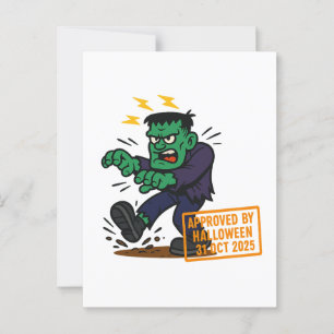 Carte Postale Dessin Frankenstein - Approuvé par Halloween