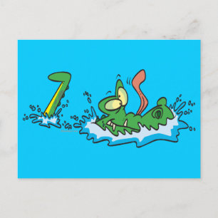 Carte Postale dessin humoristique de crocodile d'alligator