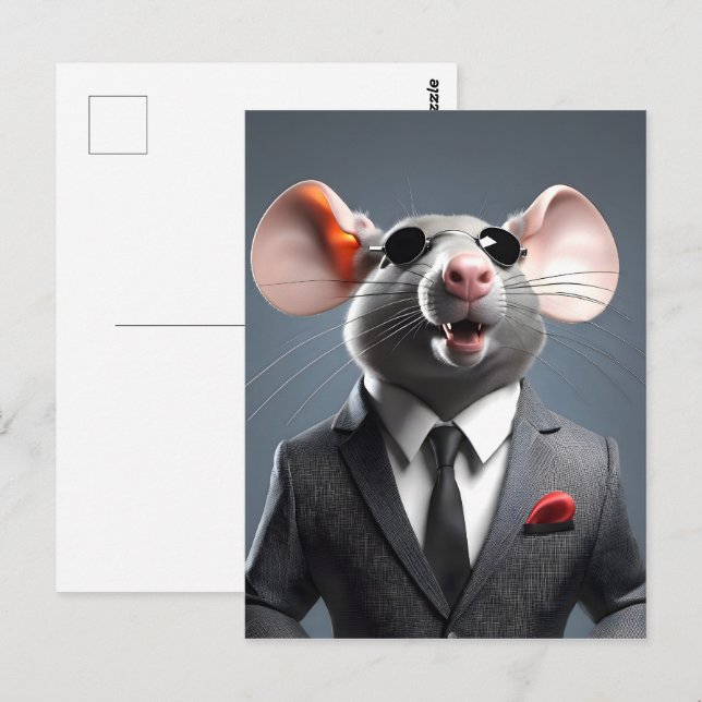 Carte Postale dessin humoristique de souris (Devant / Derrière)