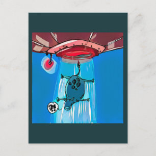 Carte Postale dessin humoristique de vache à rapporter ufo