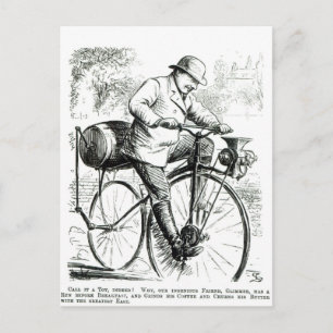 Carte Postale Dessin humoristique sur les premiers jours des vél