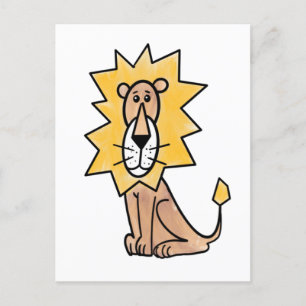 Carte Postale dessin mignon lion enfants retro safari jungle ani