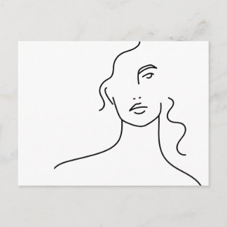 Carte Postale Dessin minimaliste de visage en ligne