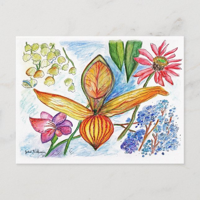Carte Postale Dessin Orange Orchid (Devant)