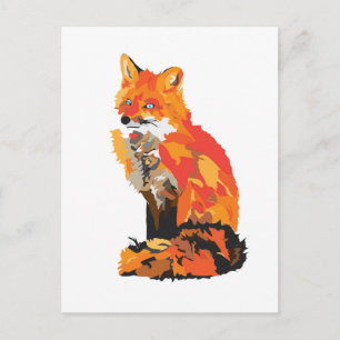 Carte Postale Dessin Renard rouge