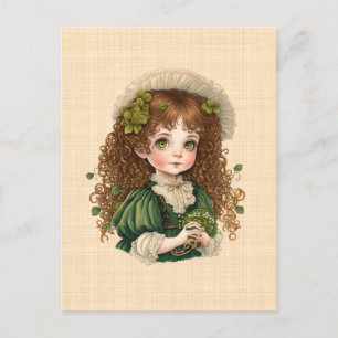 Carte Postale Dessin Saint Patrick : Petite fille mignonne