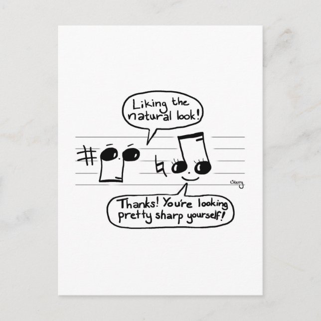 Carte Postale Dessin sur l'Humour musical (Devant)