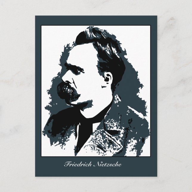 Carte Postale Dessin vectoriel du portrait de Friedrich Nietzsch (Devant)