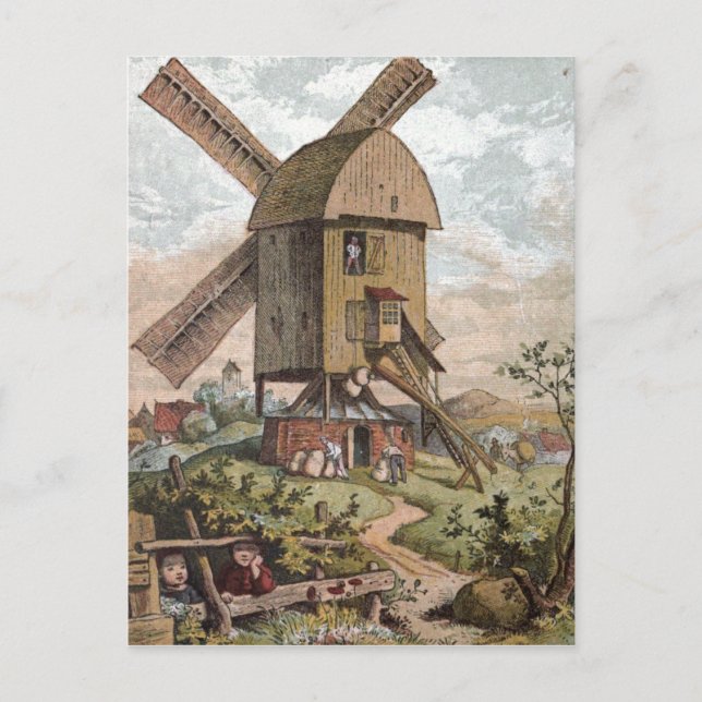 Carte Postale Dessin vintage : L'Ancien Moulin (Devant)