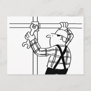 Carte Postale Dessinateur d'échafaudages et dessin animé d'échaf