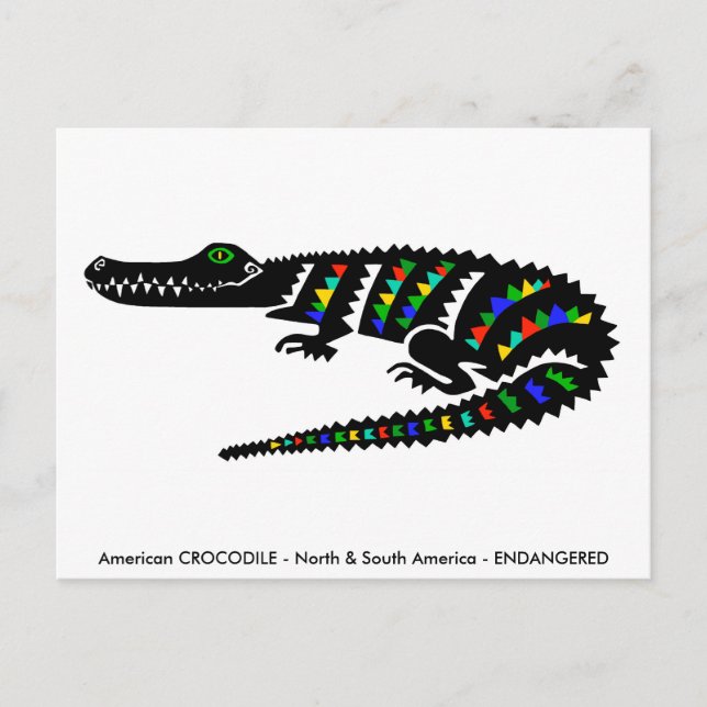 Carte Postale Dessiné à la main - CROCODILE -Conservation -Repti (Devant)