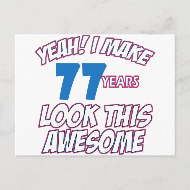 CARTE POSTALE DESSINS D'ANNIVERSAIRE DE 77 ANS (Devant)