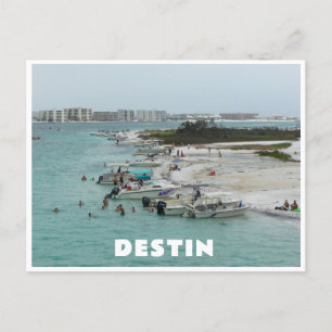 Carte Postale Destin Florida fête bateau avec ville en arrière -