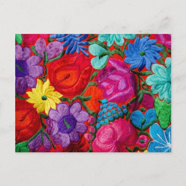 Carte Postale Détail de la broderie traditionnelle textile flora (Devant)