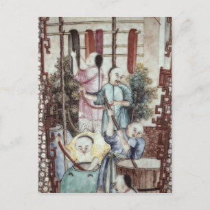 Carte Postale Détail d'un vase représentant des hommes teintant