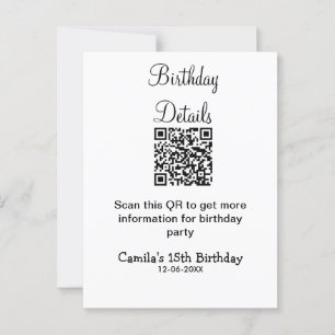 Carte Postale détails de fête d'anniversaire par scan QR moderne