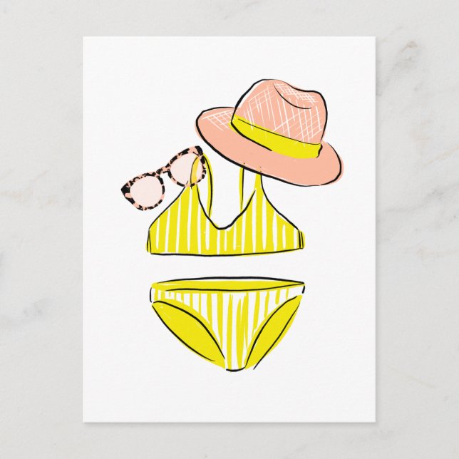 Carte Postale Détendez-vous au soleil - maillot de bain jaune (Devant)