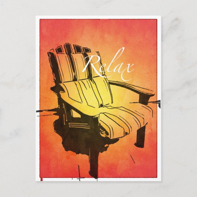 Carte Postale Détendez-vous Red Orange Adirondché Chaise Summer  (Devant)
