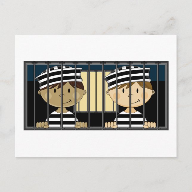 Carte Postale Détenus de caricatures en cellule de prison (Devant)