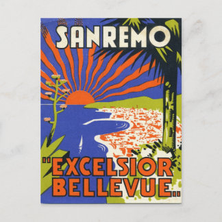 carte postale d'étiquette d'hôtel de sanremo
