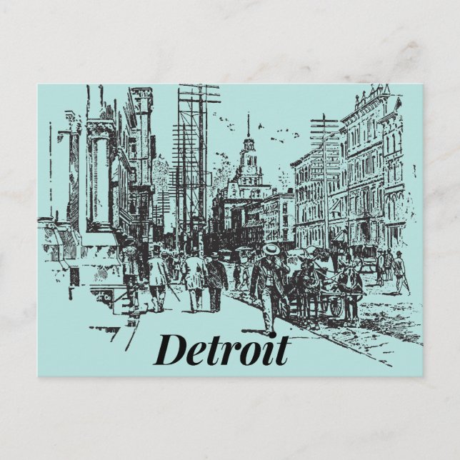Carte Postale Detroit City Michigan USA, démodée (Devant)