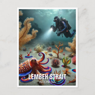 Carte Postale Détroit de Lembeh Indonésie Plongeur sous-marin
