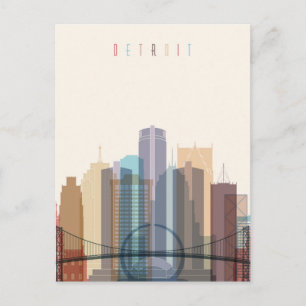 Carte Postale Detroit, Michigan   Ville Skyline
