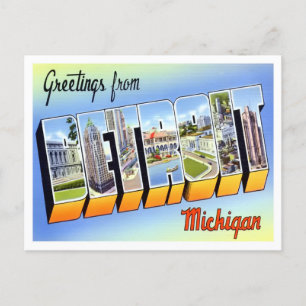 Carte postale Detroit, Michigan Vintage Big Letter