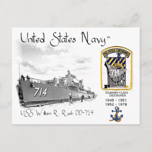 Carte Postale DÉTROYEUR DE L'USS WILLIAM R. Rush DD-714