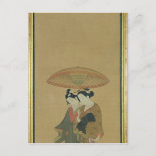 Carte Postale Deux amants sous un parapluie