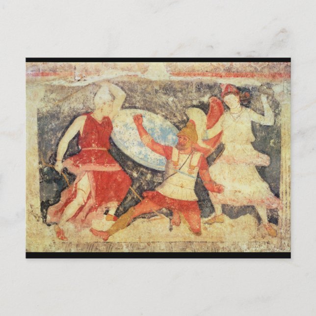 Carte Postale Deux Amazones au combat avec un Grec (Devant)