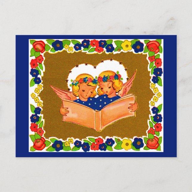 Carte Postale deux anges chantant (Devant)