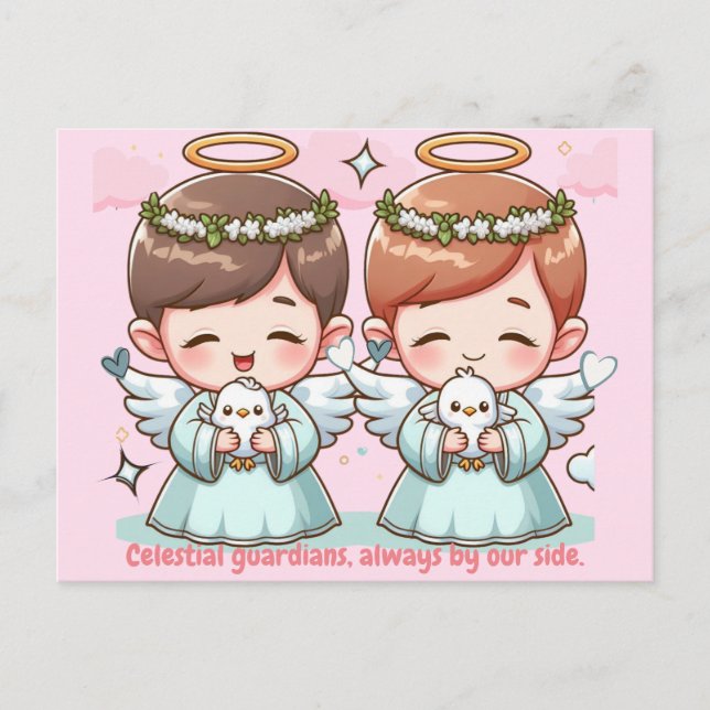 Carte Postale Deux anges, gardiens célestes (Devant)